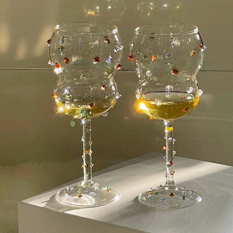 modecart Sparkling Gem Stemmed Glass – Elegant Crystal-Inspired Drinkware
