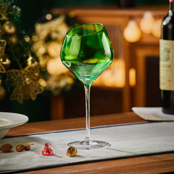 modecart Red & Green Crystal Burgundy Wine Glass – Elegant Holiday Stemware - Image 8