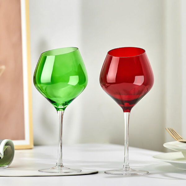 modecart Red & Green Crystal Burgundy Wine Glass – Elegant Holiday Stemware - Image 5