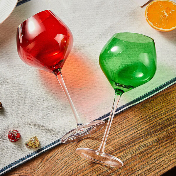 modecart Red & Green Crystal Burgundy Wine Glass – Elegant Holiday Stemware - Image 6