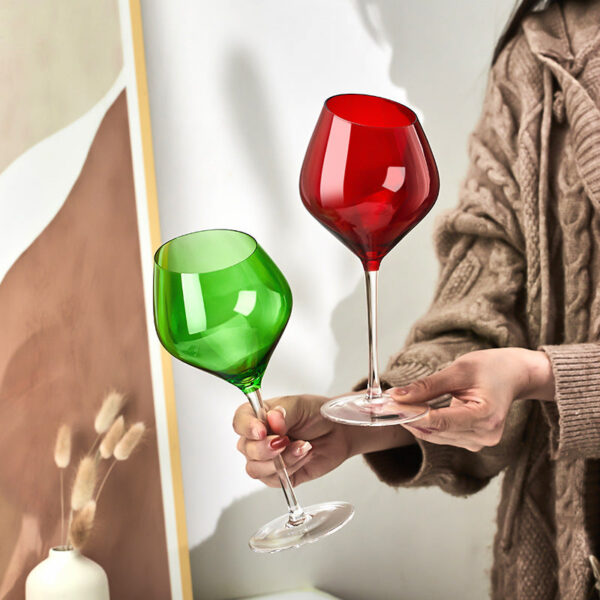 modecart Red & Green Crystal Burgundy Wine Glass – Elegant Holiday Stemware - Image 3