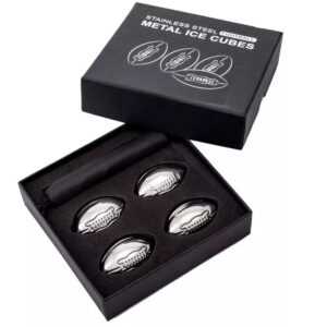modecart Football Whiskey Stones – Reusable Stainless Steel Chill Cubes for Sports Fans